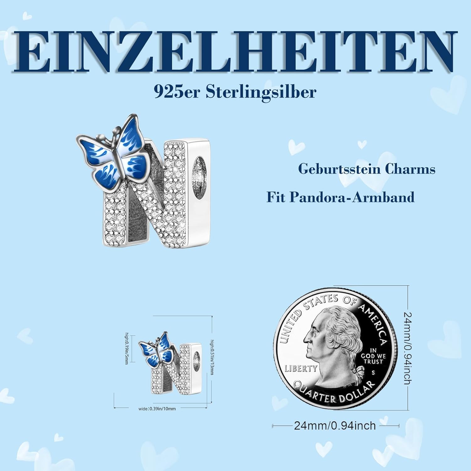 Thumbnail 6 de XWN Buchstabe Charm Anhänger A–Z aus 925 Sterling Silber – Pandora-kompatibel