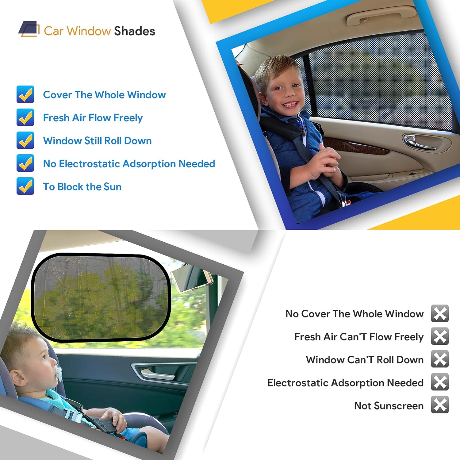 Thumbnail 6 de Car Window Shades 2 Pack 49x22 Mesh