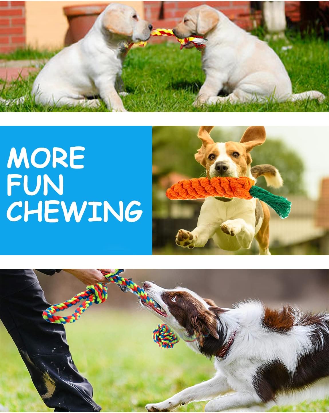Thumbnail 3 de Decyam Rope Puppy Teething Chew Toy 4-Pack (giraffe, carrot and tug ropes) for small dogs