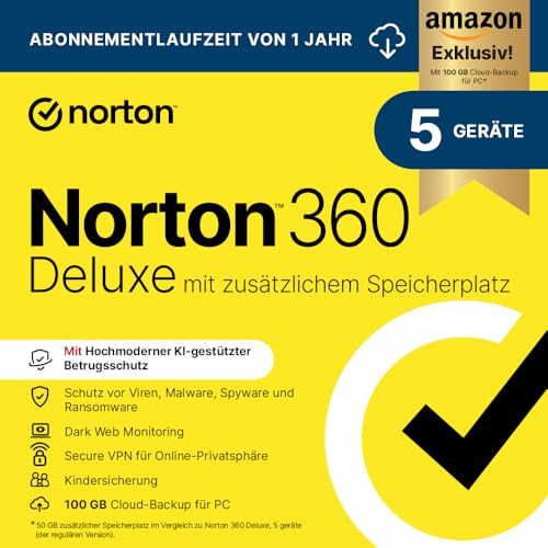 Detalle de Norton 360 Deluxe mit extragroßer Backup-Kapazität – Amazon Exklusiv (50 GB Cloud-Backup)