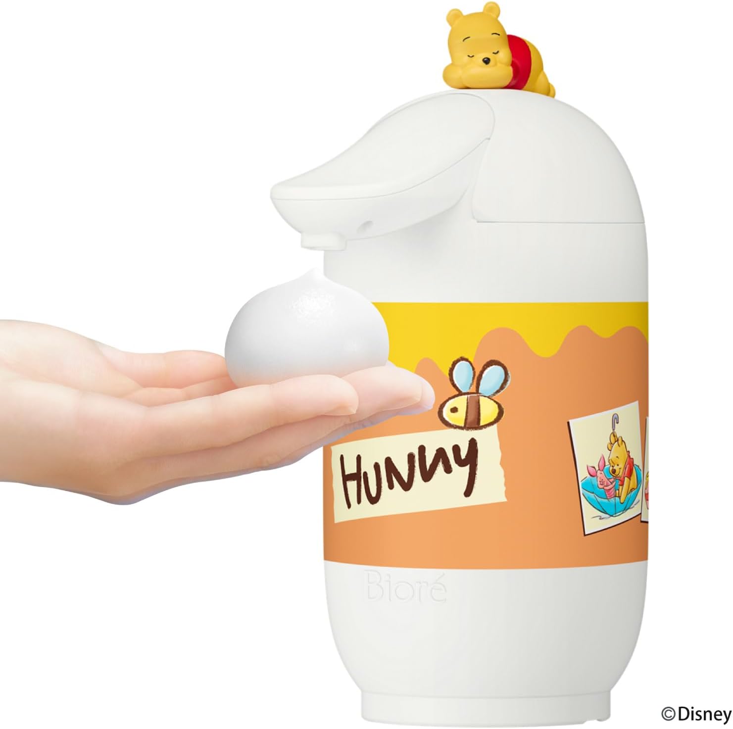 Detalle de ビオレu 自動で出る泡ハンドソープディスペンサー プーさんデザイン 本体+つめかえ用430ml