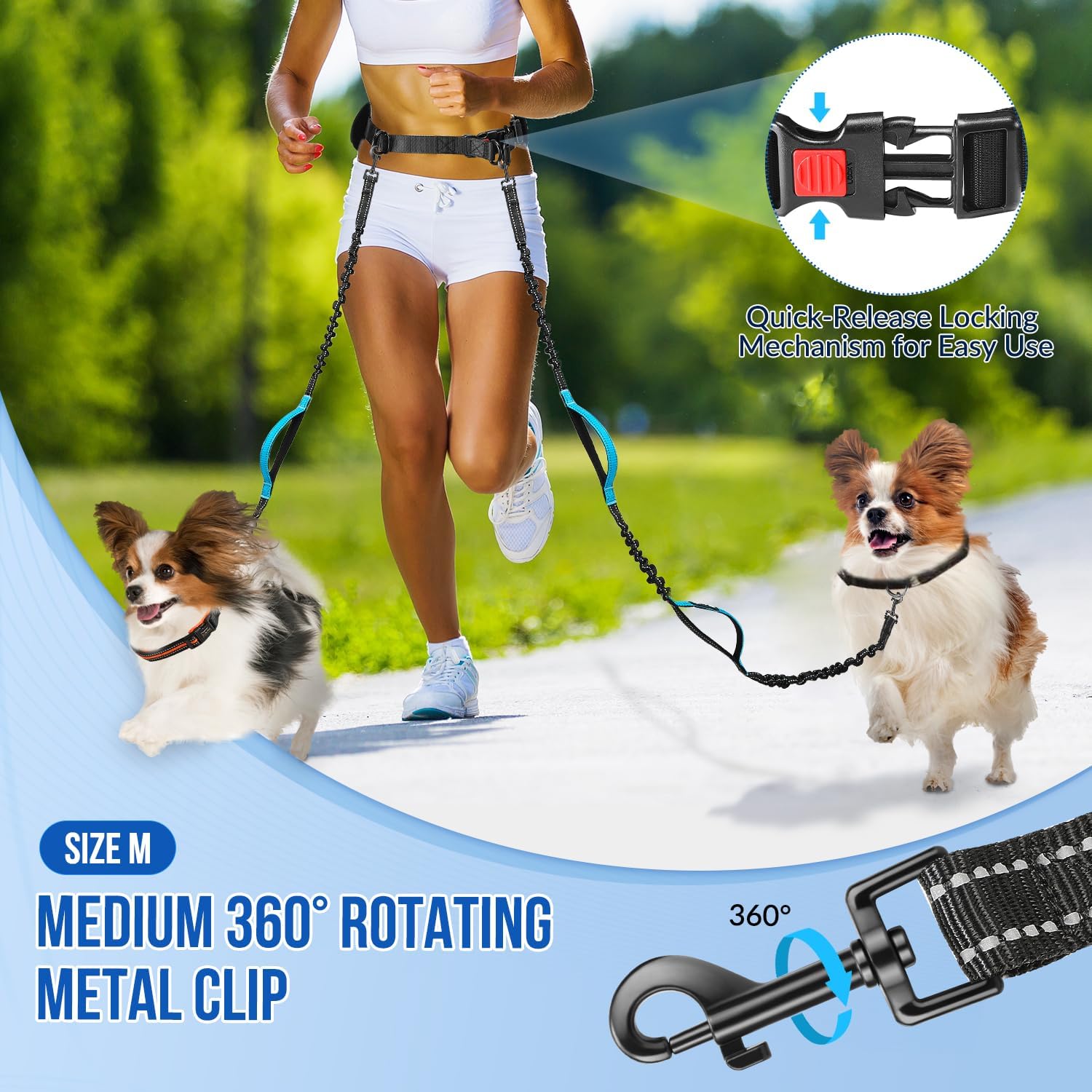 Thumbnail 5 de Eyein Hands Free Dog Lead - Anti Pull Double Dog Lead with Removable Pouch
