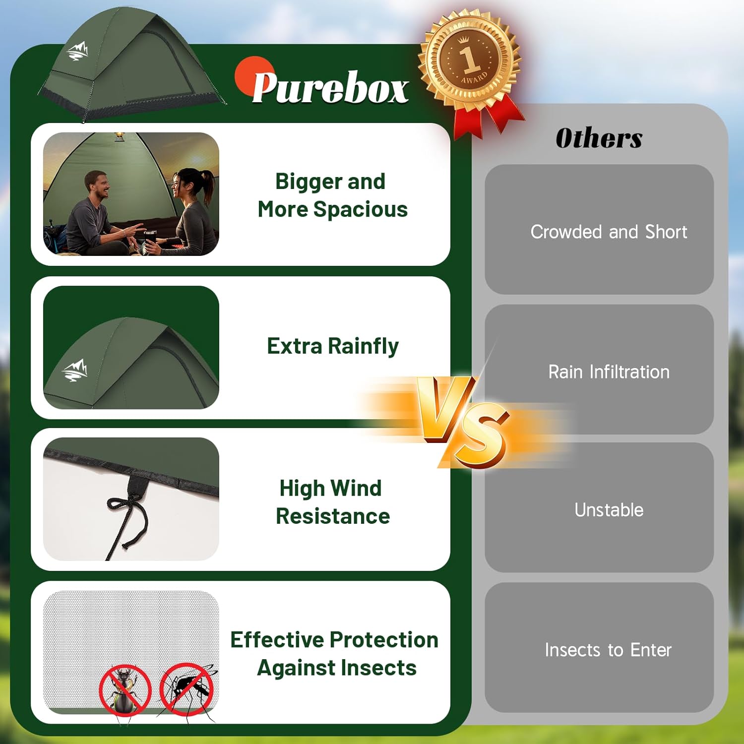 Thumbnail 1 de Camping Tent 2/3 Man Dome Tent 2.8kg