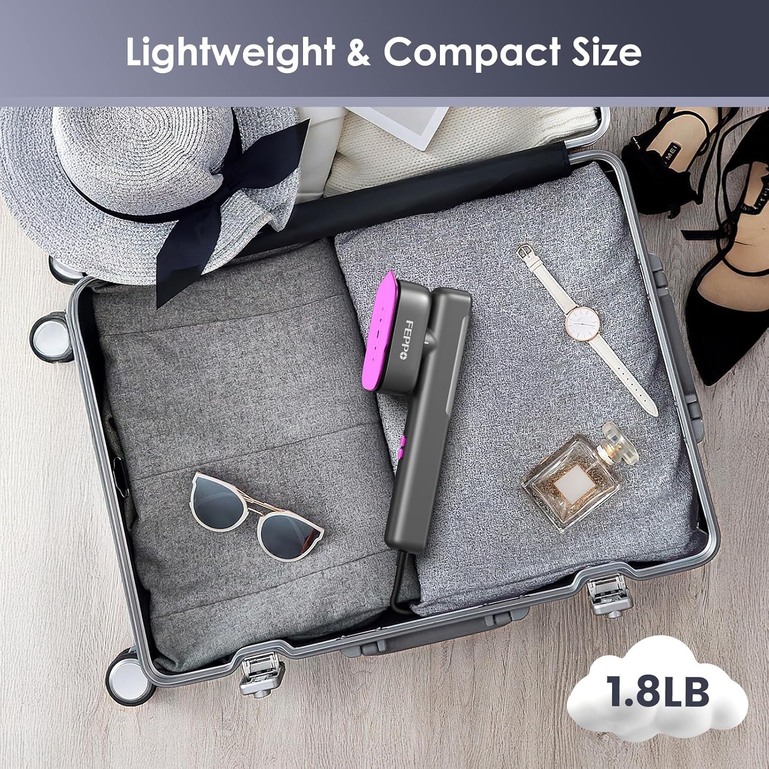 Thumbnail 2 de FEPPO Travel Steamer for Clothes: 110-240V Dual Voltage 2-in-1 Portable Steam Iron