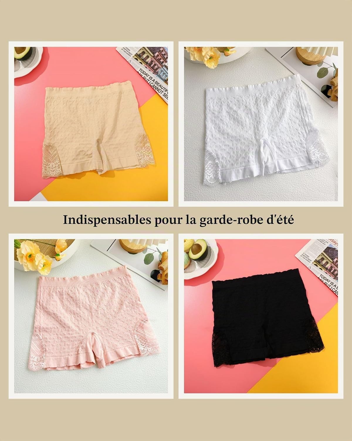 Detalle de FINETOO set van 4 push-up slips voor dames, zacht en ademend, maat S-XL