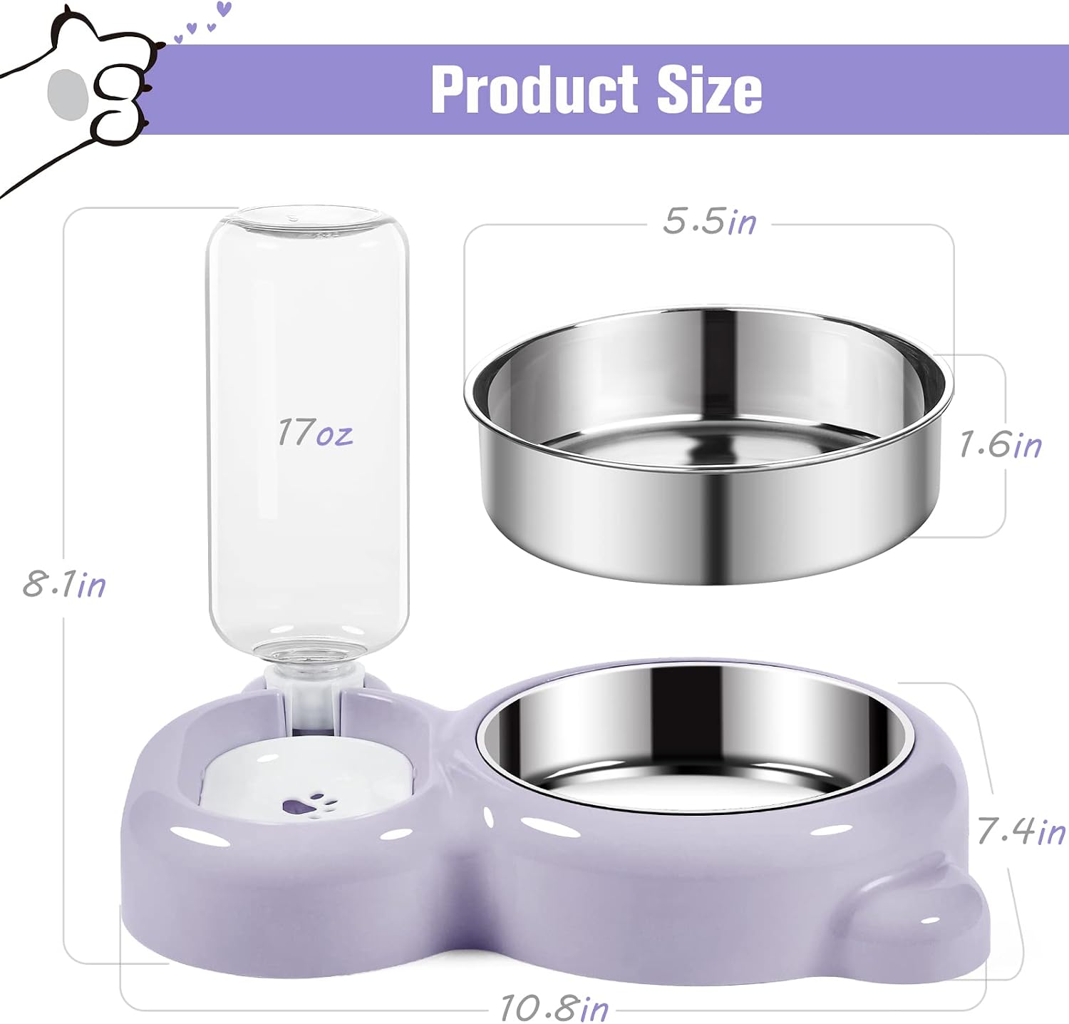 Detalle de Pet Bowl Set with Stainless Steel Bowl