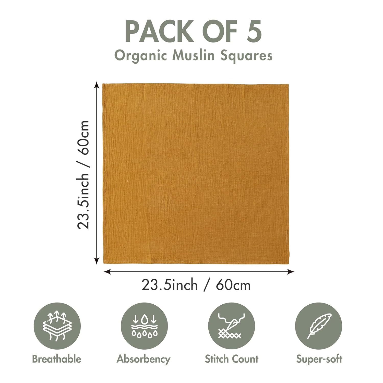 Thumbnail 2 de Soarwg Kids Musselintücher für Baby-Musselinquadrate – 5er-Pack Spucktücher & Wickeldecken für Neugeborene