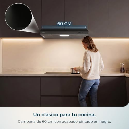 Detalle 2 de Cecotec Bolero Flux CM 602100 Black A, campana extractora de 60 cm con motor BLDC y LED