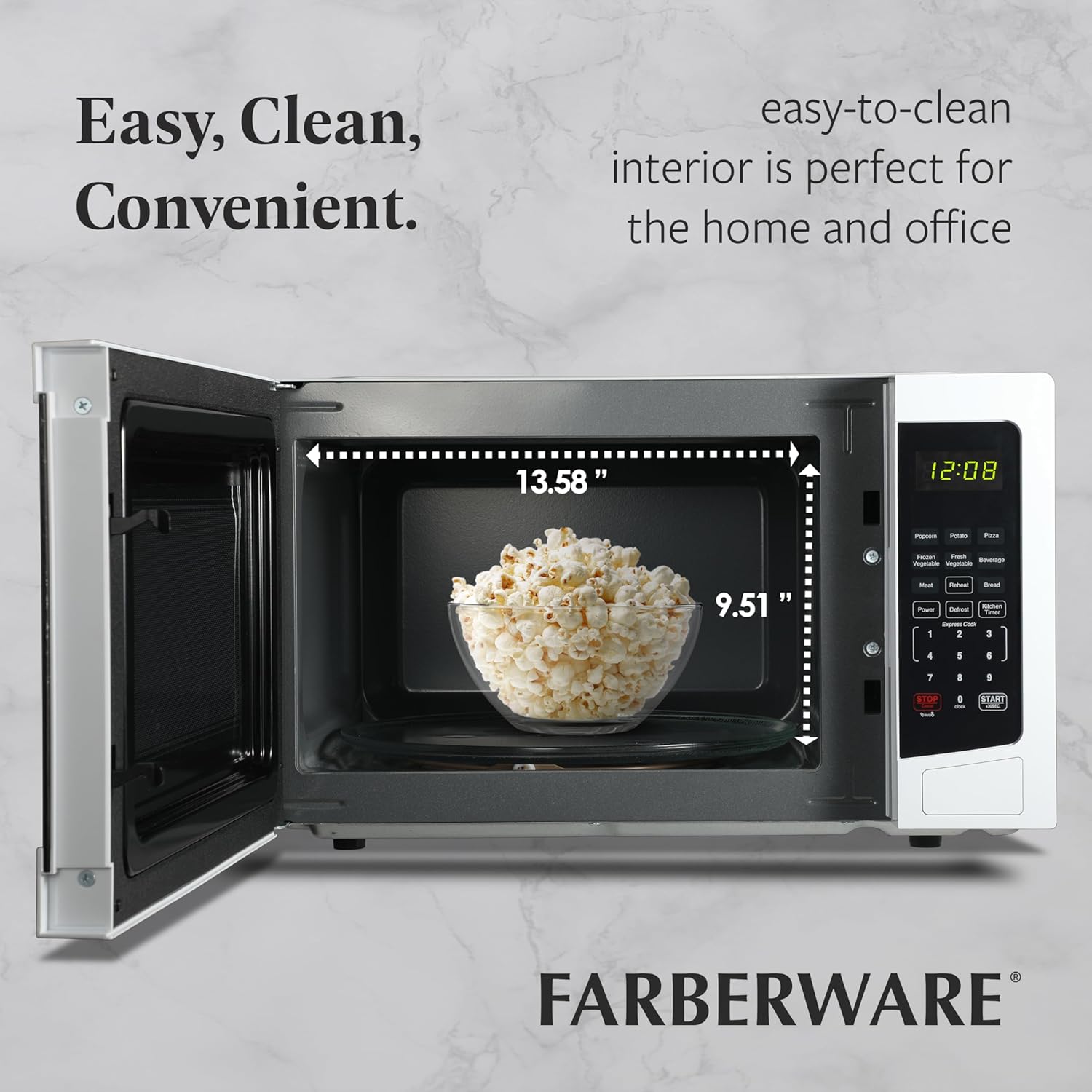 Thumbnail 4 de Farberware 1.1 Cu. Ft. Countertop Microwave Oven (1000 Watts) with Auto Cook, Defrost, and Child Safety Lock