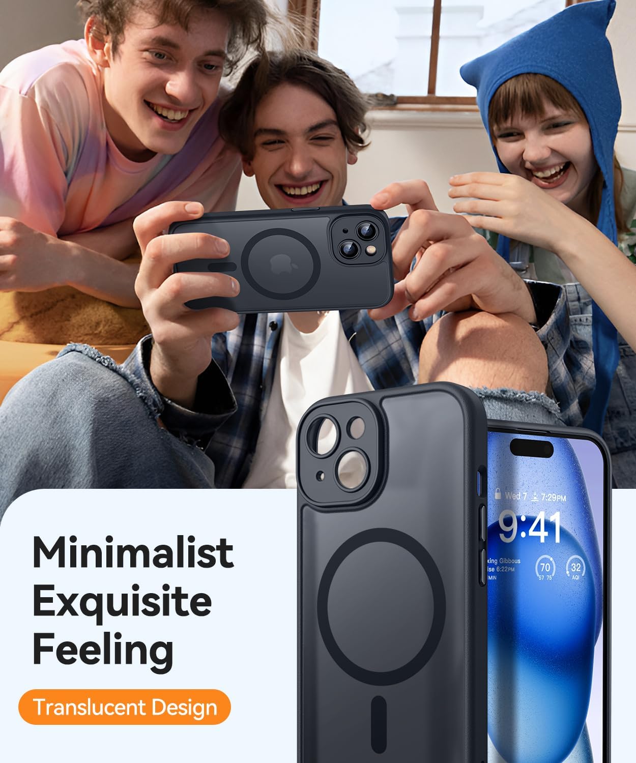 Thumbnail 6 de CANSHN Magnetic iPhone 15 Plus Case with Full Camera Protection and Matte Translucent Finish