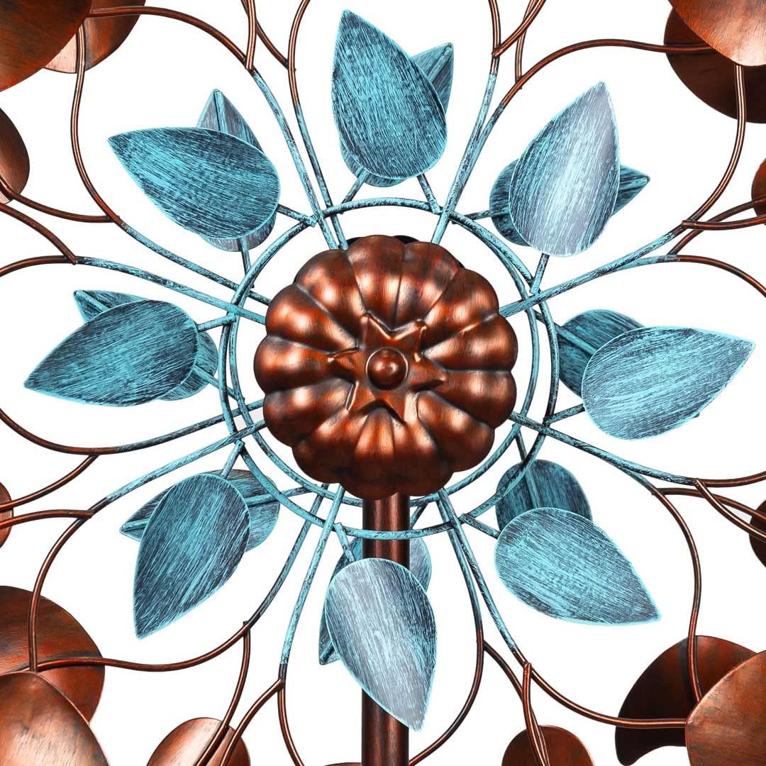 Thumbnail 3 de HQ Metal Wind Spinner: Copper Leaf Duet – metalowy wiatrak ogrodowy, brązowo-niebieski