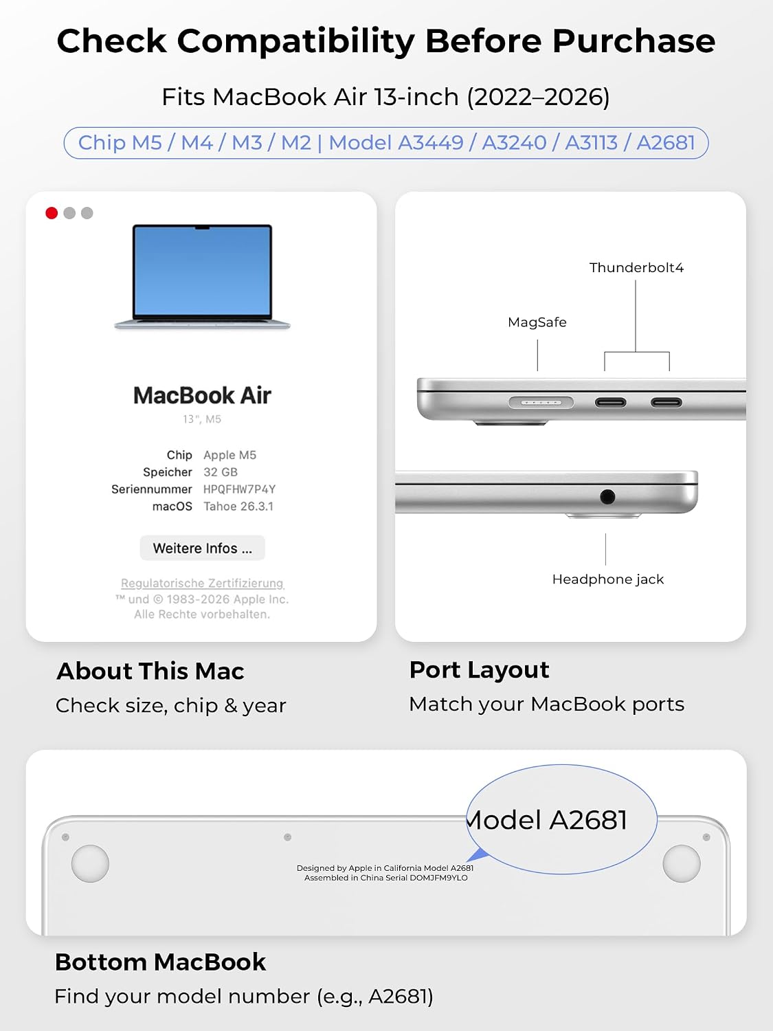 Detalle de EooCoo MacBook Air 13.6" Clear Hard Shell