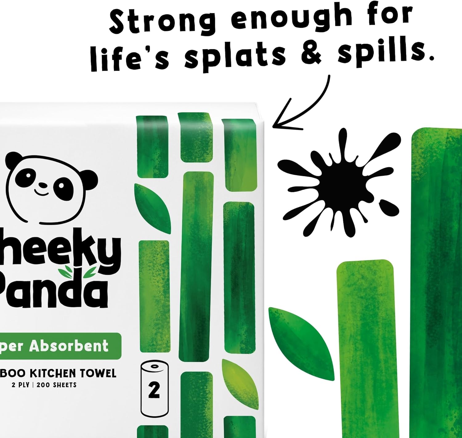 Detalle 2 de The Cheeky Panda Bamboo Kitchen Roll (10 rolls) – 1000 super strong sheets, plastic-free