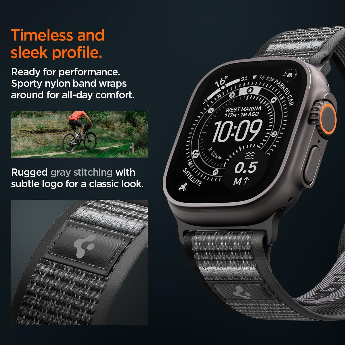 Detalle de Spigen Athlex Air 2 Bracelet en tissu pour Apple Watch Ultra 2/1 (49 mm) et autres séries compatibles
