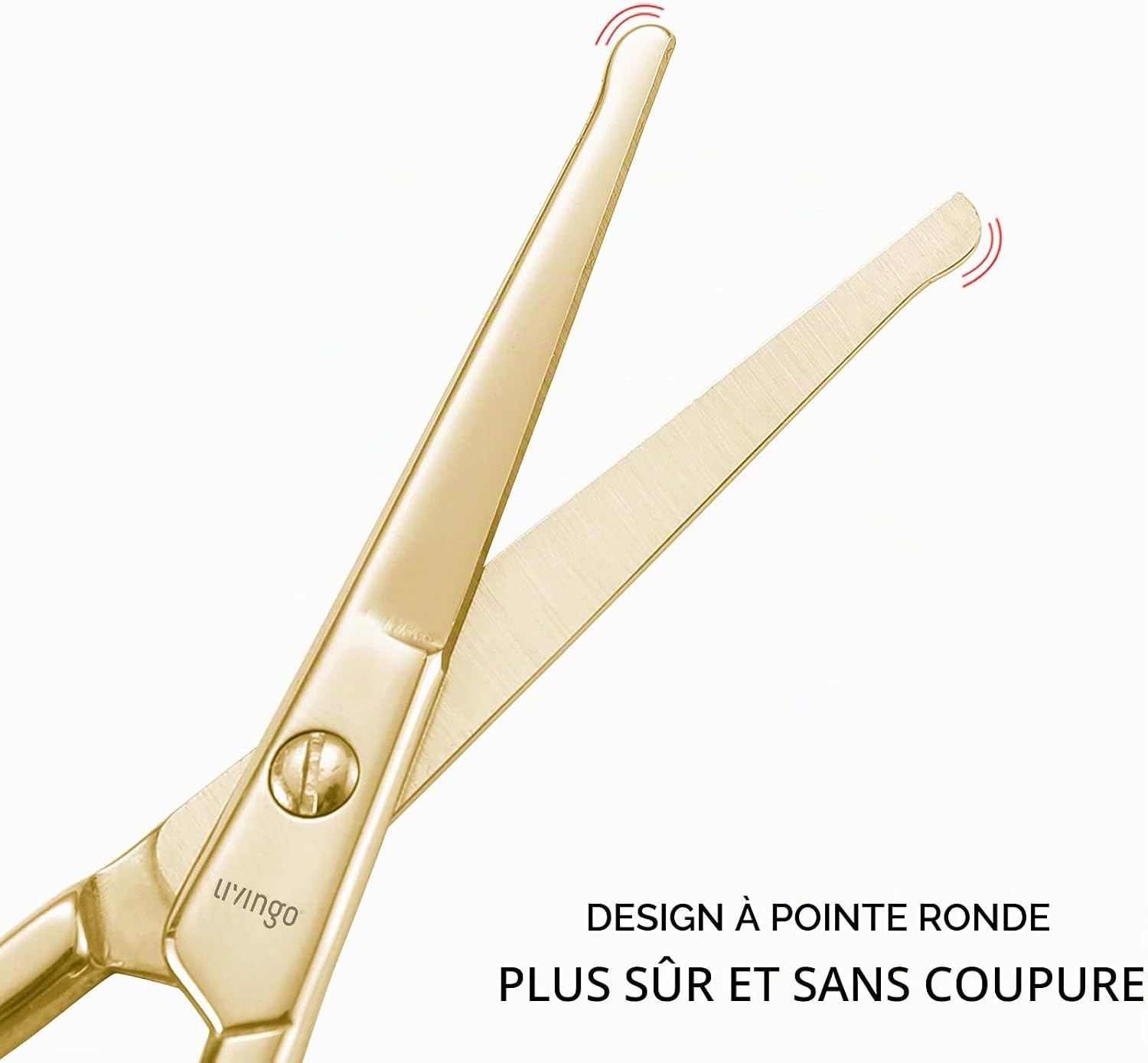 Detalle 2 de LIVINGO Ciseaux professionnels pour poils de nez – Lame droite en acier inoxydable, pointe de sécurité arrondie
