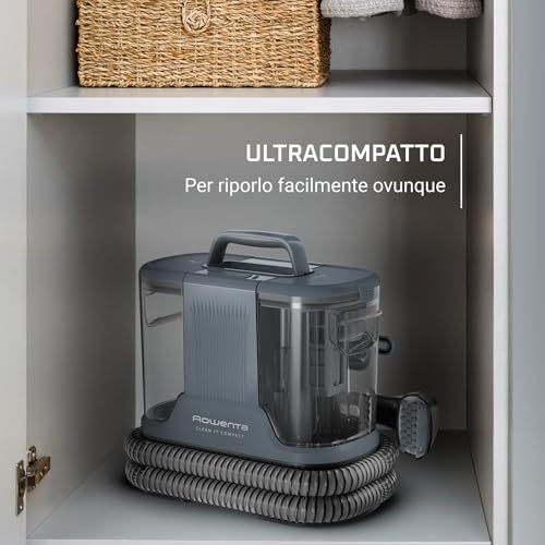 Detalle de Rowenta Clean It IN3011: Smacchiatore Portatile Grigio, compatto e versatile per casa e auto