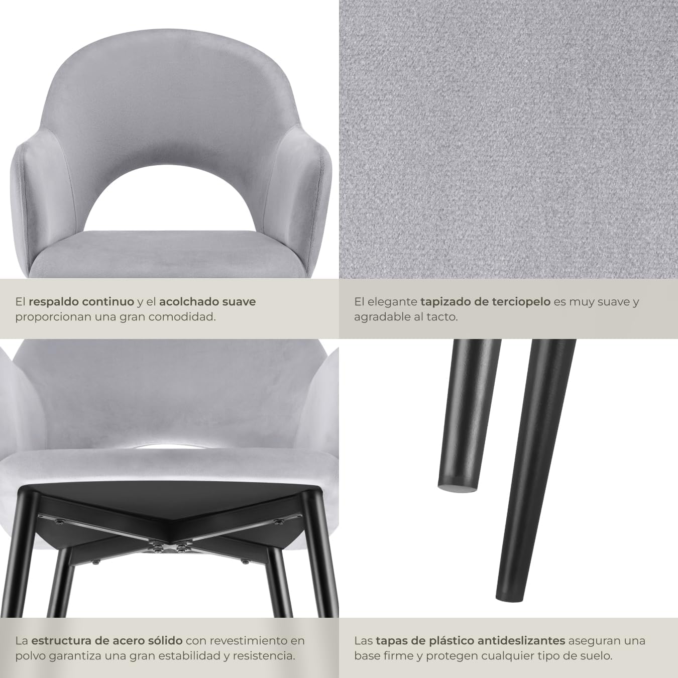 Thumbnail 6 de tectake® sillas de comedor terciopelo 6 unidades 120 kg