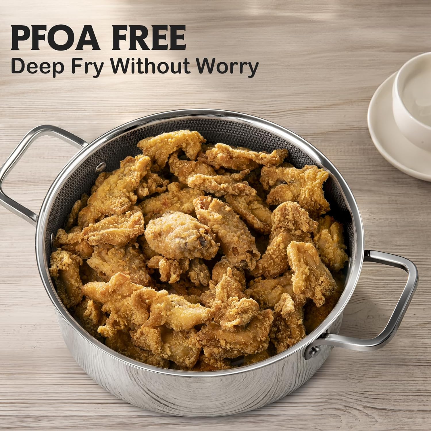 Detalle de Hybrid Nonstick Saute Pan & Braiser, 6.5 Quart Deep Frying Pan with Lid (12.5 inch) PFOA-Free