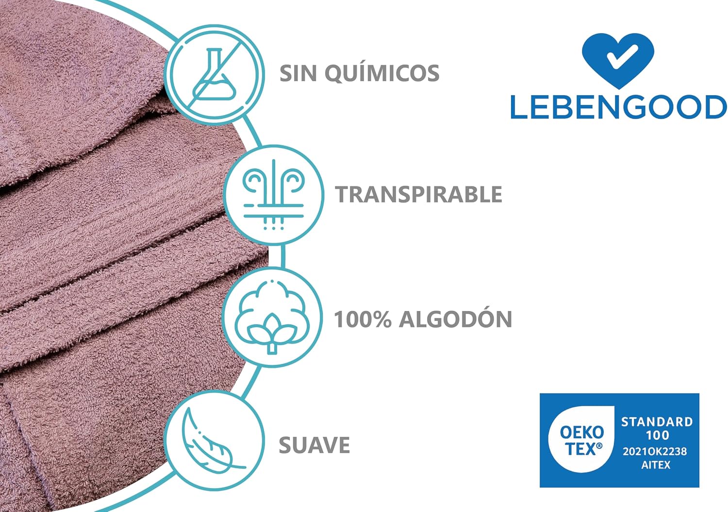 Thumbnail 4 de LEBENGOOD Albornoz Mujer 450 gsm