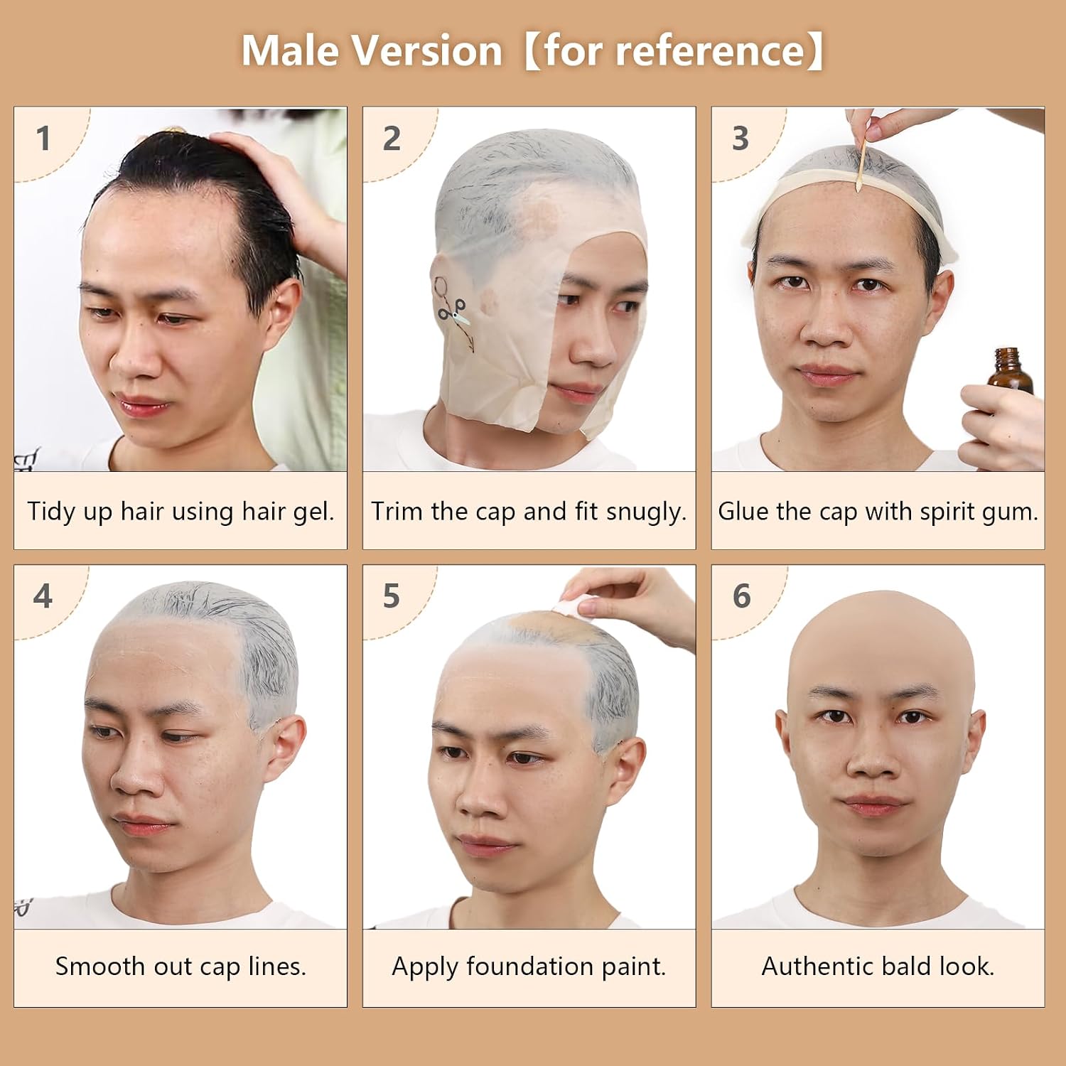 Thumbnail 4 de BOBISUKA STBS039_SET1 Bald Cap Makeup Kit with Latex and 5-Color Greasepaint