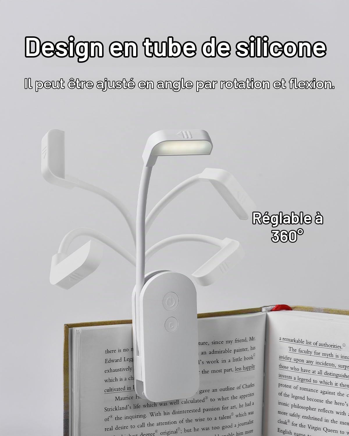 Detalle 1 de AdalyRoma F26 klemlamp als leeslamp met 9 leds en 3 lichtkleuren