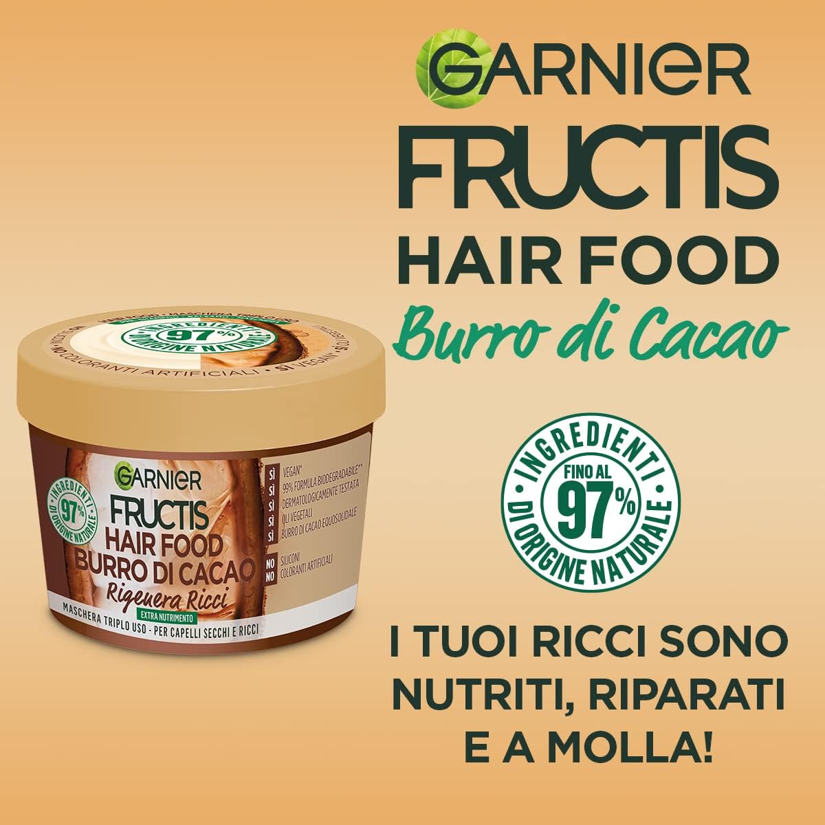 Thumbnail 4 de Garnier Fructis Hair Food Burro di Cacao – Masque nourrissant régénérant pour cheveux secs et bouclés, 390 ml (femme)