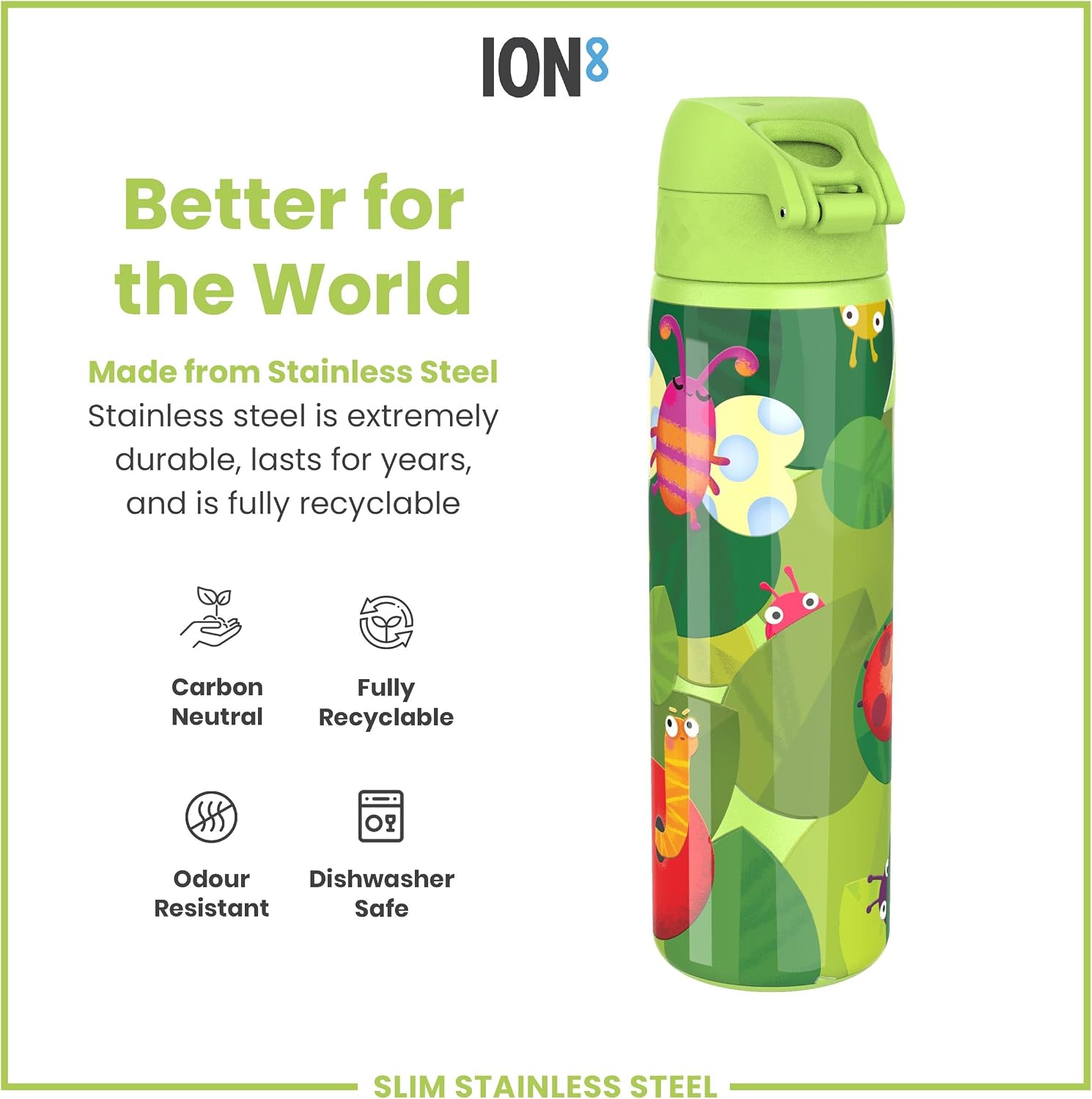 Detalle de Ion8 Lightweight Steel Water Bottle, 600 ml/20 oz – Non-Insulated, Leak Proof & Dishwasher Safe