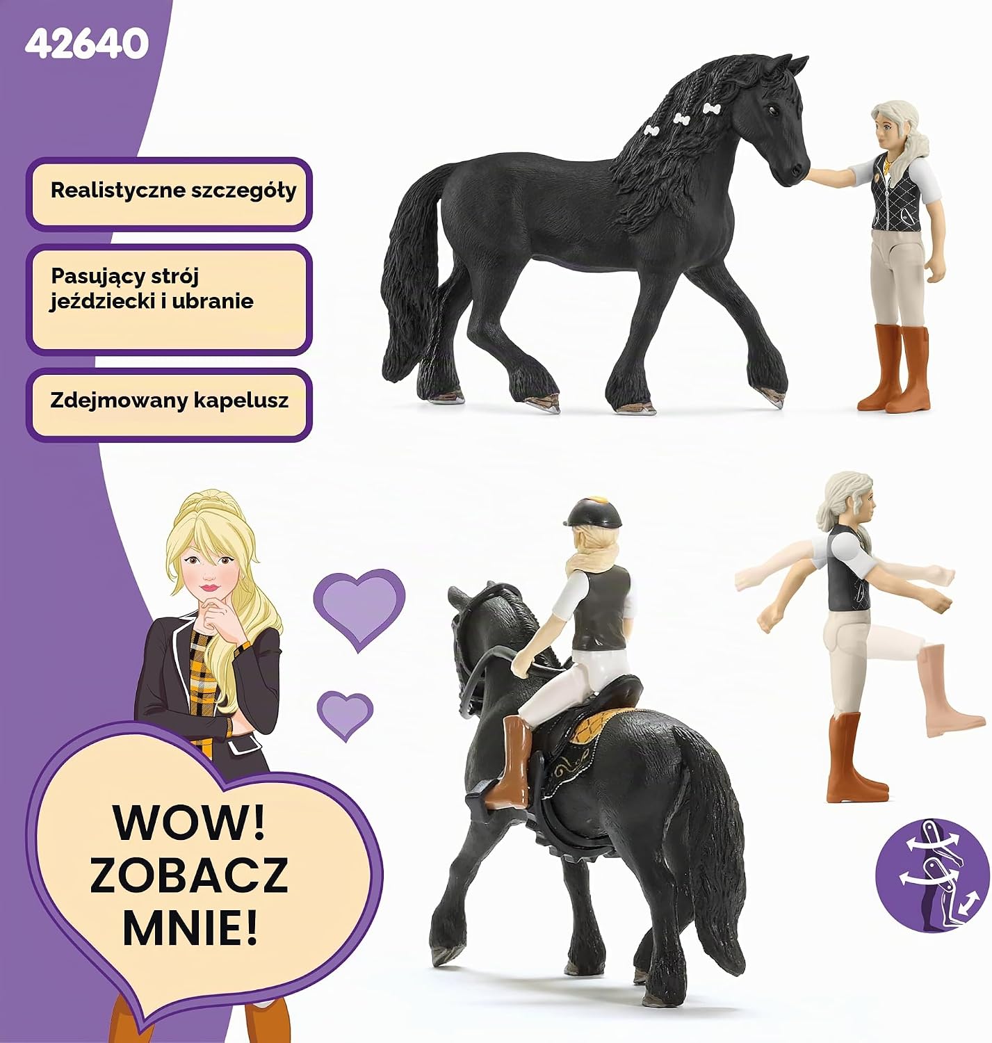 Detalle 2 de Schleich 42640 HORSE CLUB Tori i Princess – zestaw jeździecki z ruchomą figurką