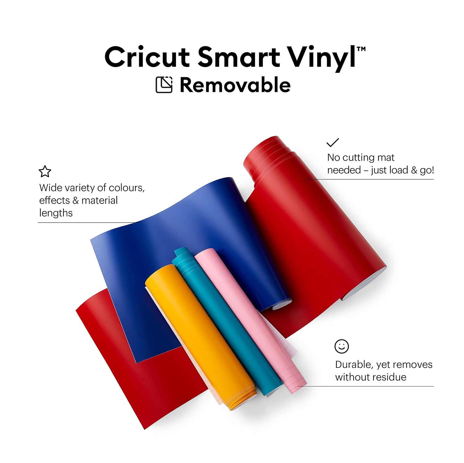 Detalle 2 de Cricut 2009051 Smart Vinyl Removable – 1 Bogen, 33 cm × 3,6 m, Schwarz