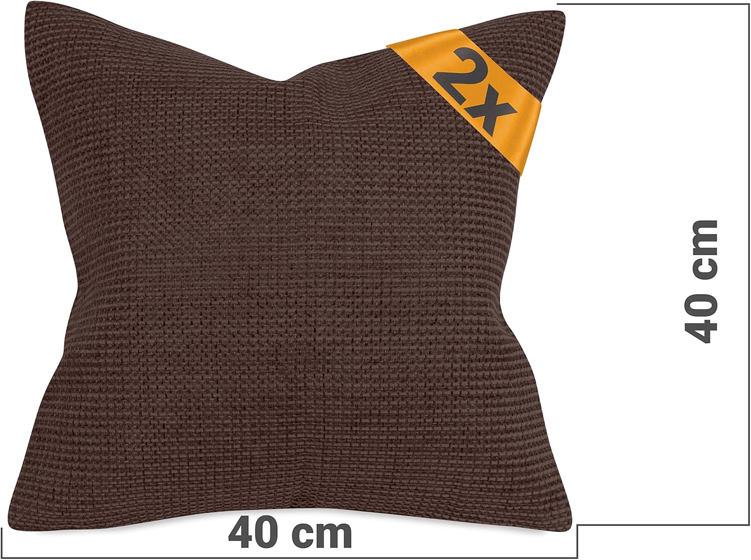 Thumbnail 2 de npluseins Lot de 2 Housse Coussin 40x40 – Motif texturé, Marron Chocolat