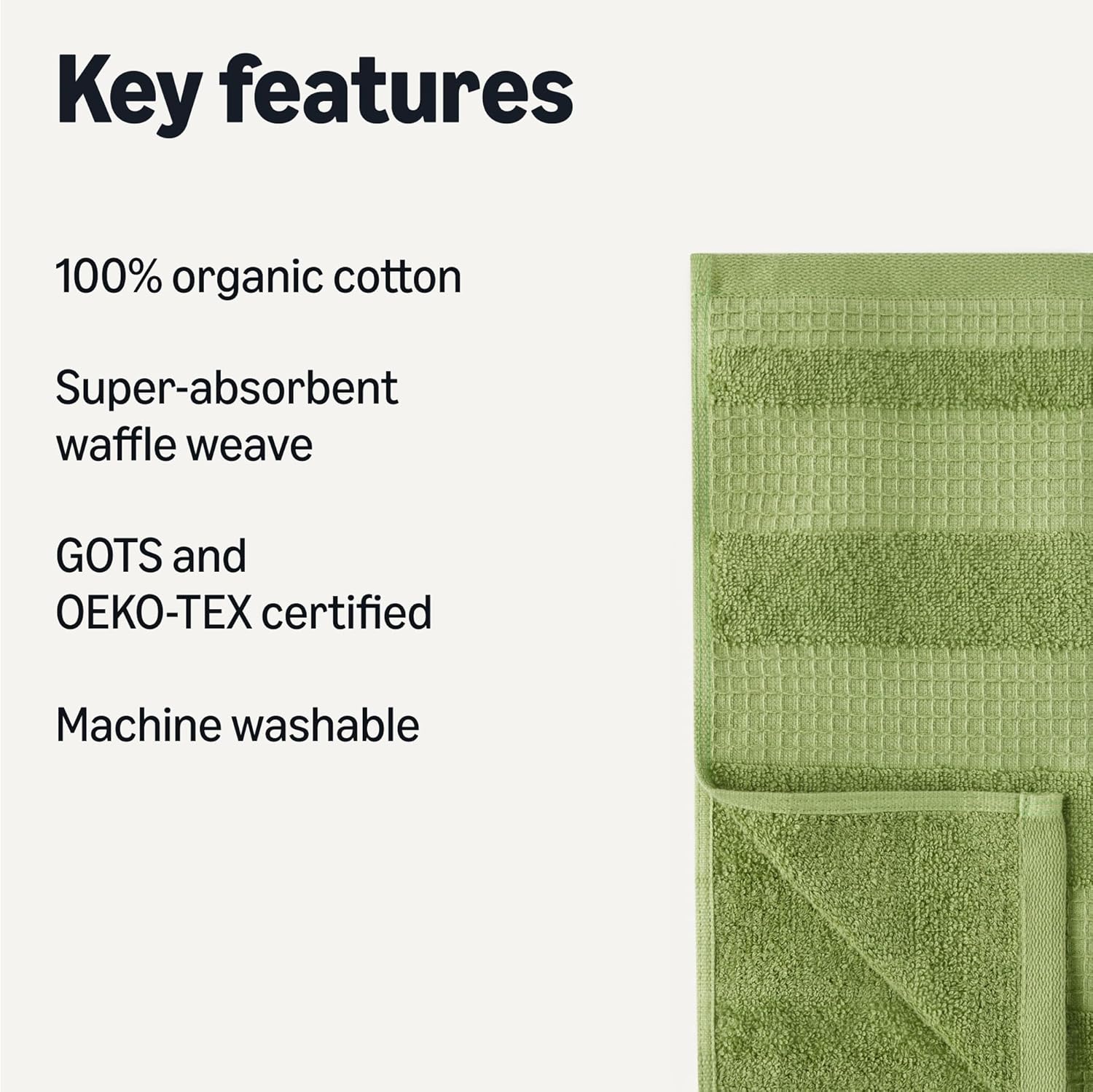 Detalle de Amazon Basics 100% Organic Cotton Waffle Dish Cloths (Pack of 6) – Ultra Absorbent and Quick Drying