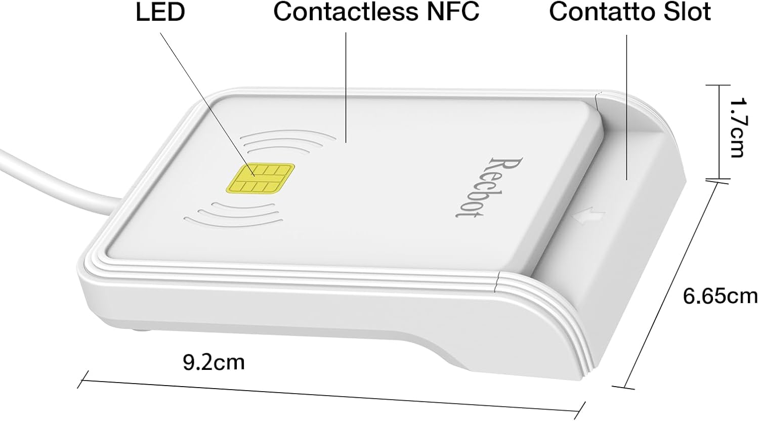 Detalle de Recbot Lettore CIE 3.0: Lettore CIE NFC e Card per firma digitale, compatibile Windows 10/11