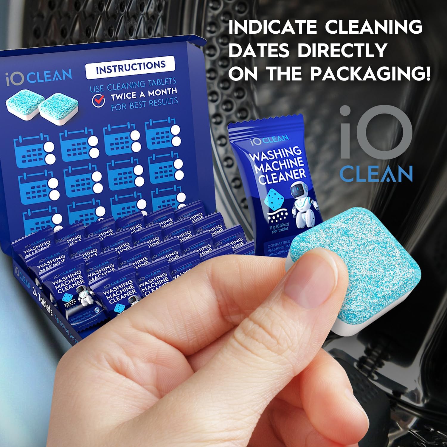 Thumbnail 6 de iO CLEAN Washing Machine Cleaner & Descaler Tablets, 24 Count, Unscented