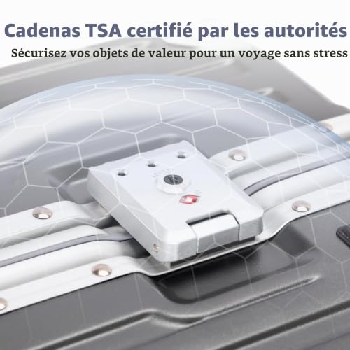 Detalle de ALPHA CAMP Valise Grand Taille XL 76x49x30 cm — coque rigide aluminium/polycarbonate, 98L, TSA