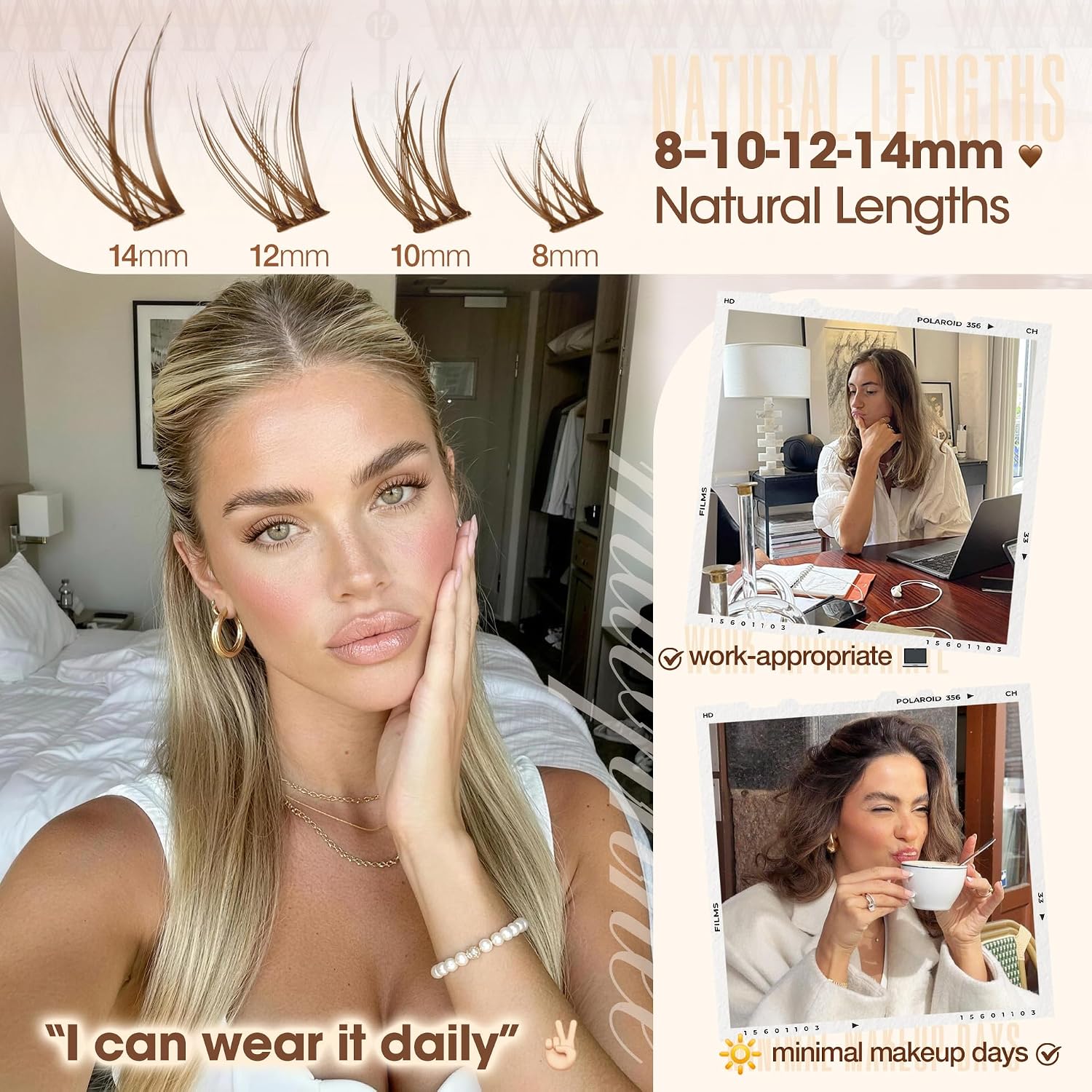 Thumbnail 5 de Flit Brown Cluster Lash Extensions 8–14 mm