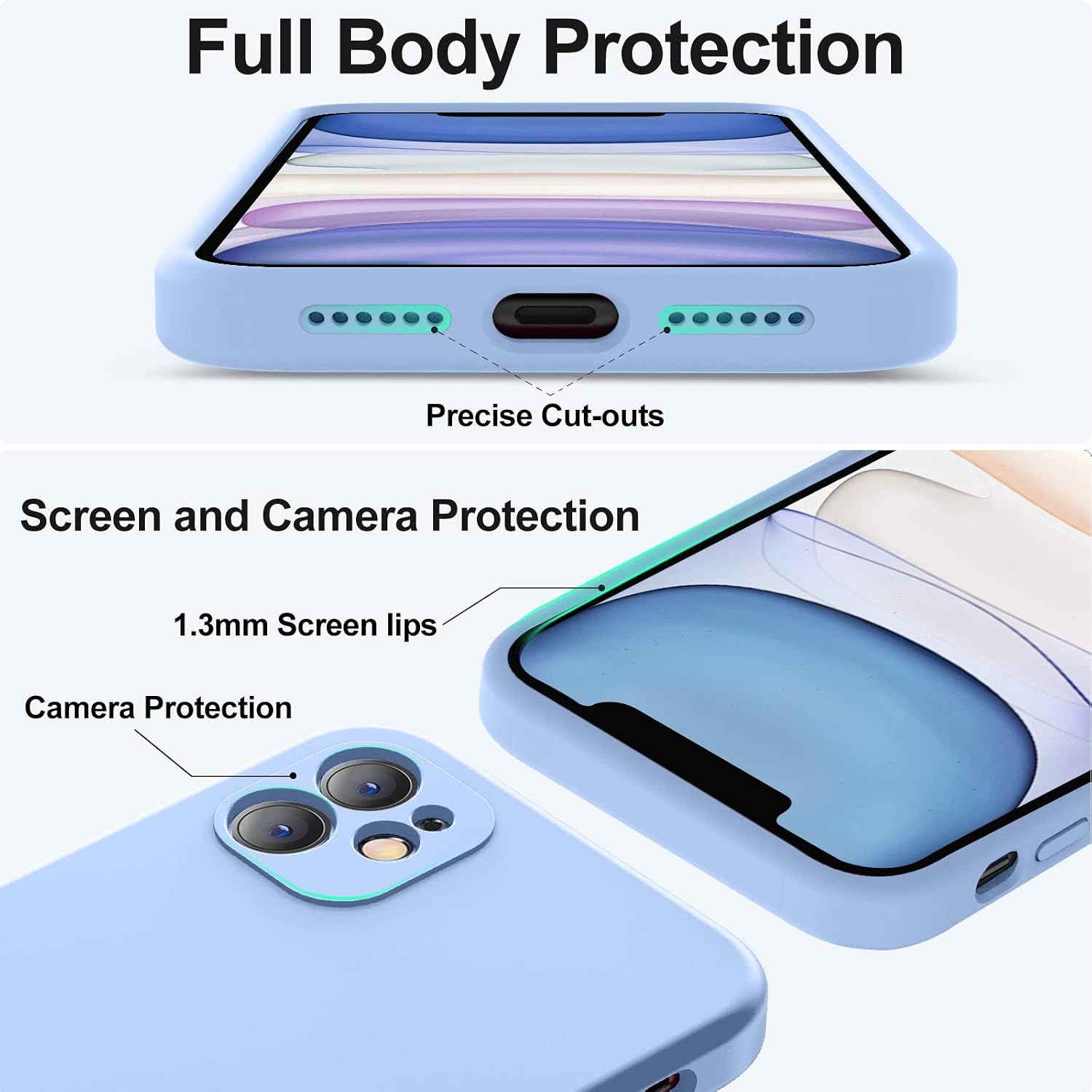 Thumbnail 3 de Vooii iPhone 11 Case — Upgraded Liquid Silicone with Flat Edges, Camera Protection and Microfibre Lining (6.1in) in Light Blue
