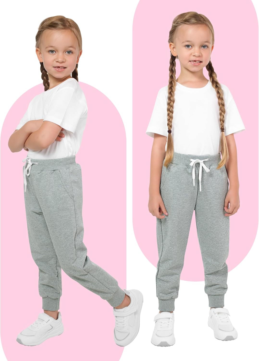 Thumbnail 5 de Ruisita 2er Pack Mädchen Jogginghose – Bequeme Baumwoll-Jogginghose für Kleinkinder (Größen 2–6 Jahre)