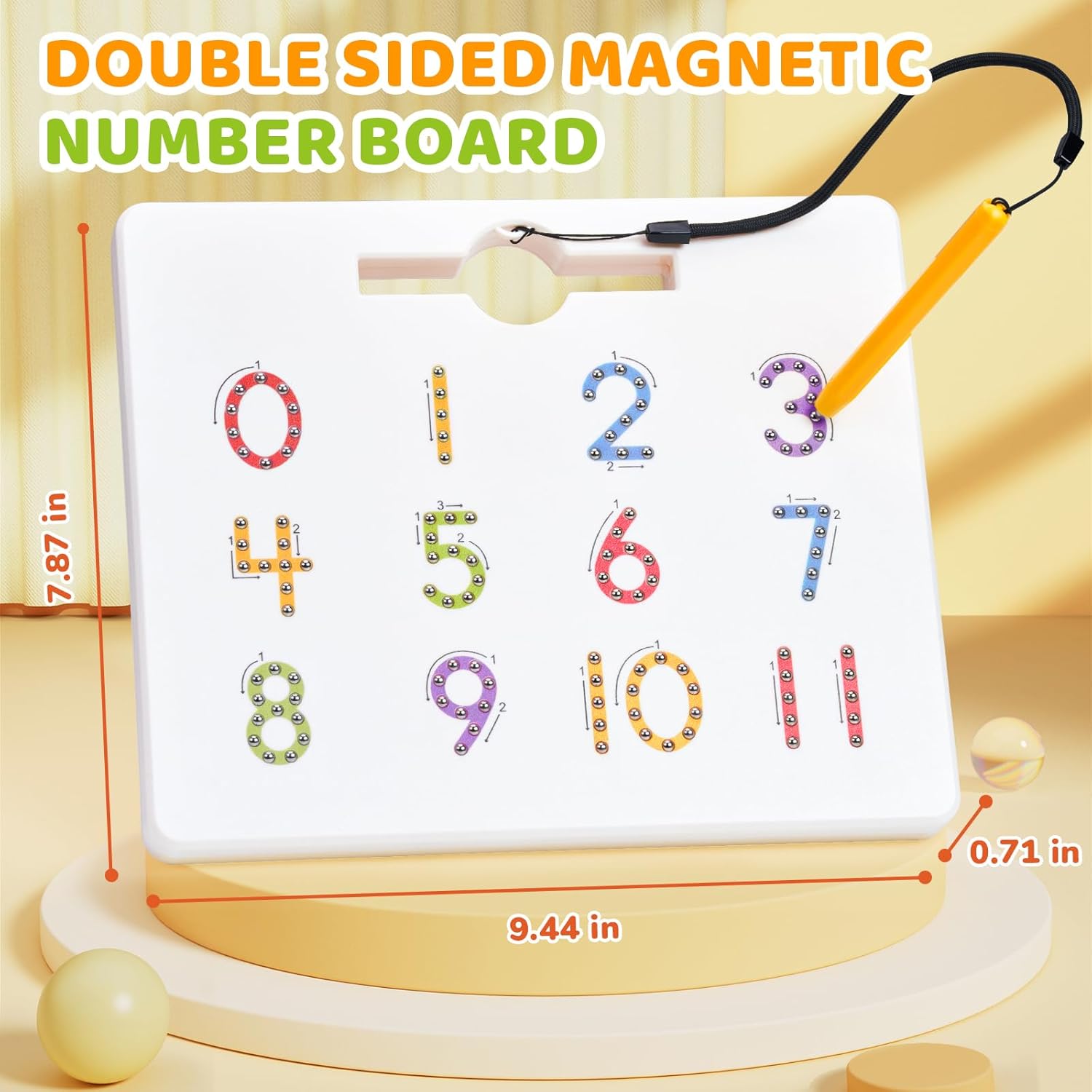Detalle de GAMENOTE Magnetic Number Tracing Board: 2-in-1 Double-Sided Math Learning Toy for Toddlers & Kids