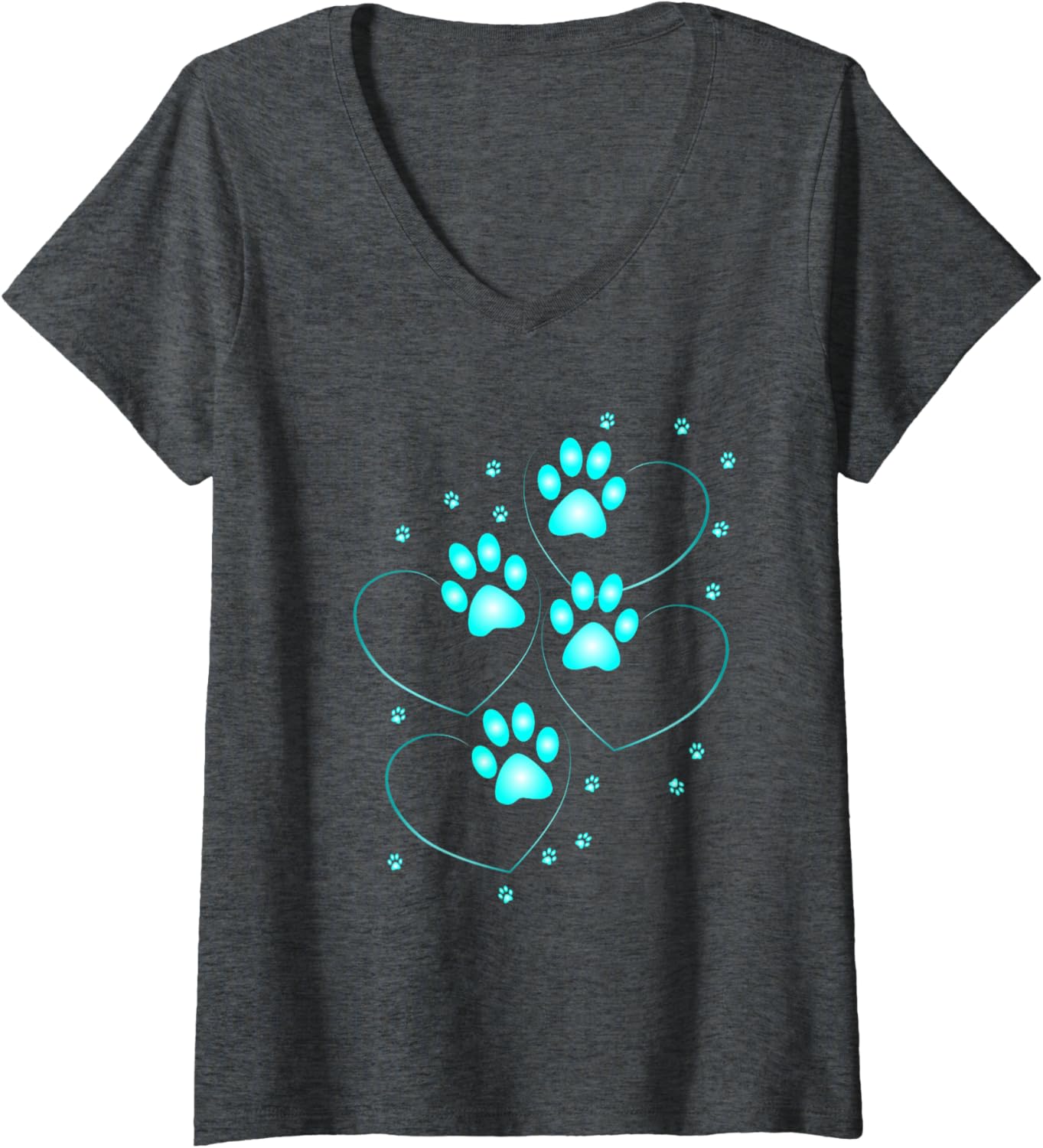 Detalle de T-shirt Femme Cœurs Turquoise col V