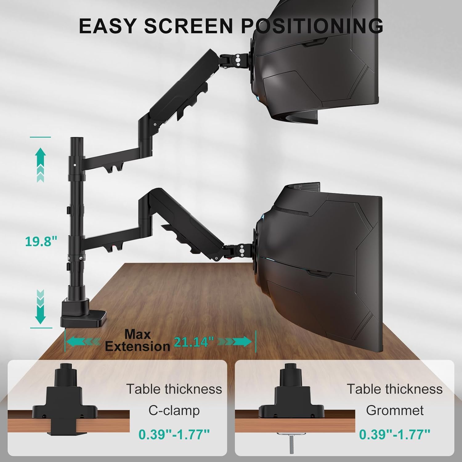 Thumbnail 3 de WALI Vertical Dual Monitor Mount for 17-49 inch Ultrawide Screens