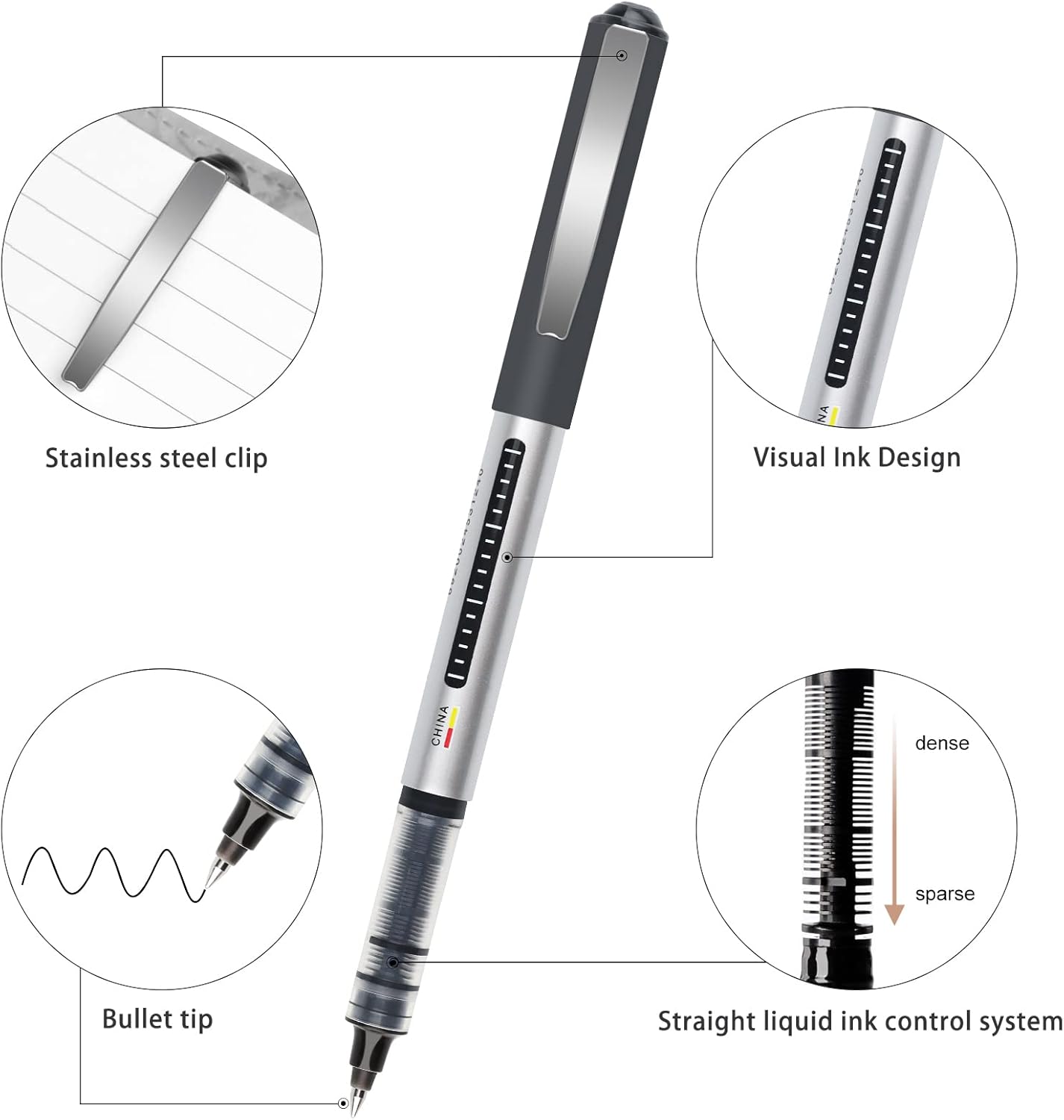 Thumbnail 1 de Gelanty Rollerball Pens (24 pack) Black liquid ink quick-drying 0.5 mm