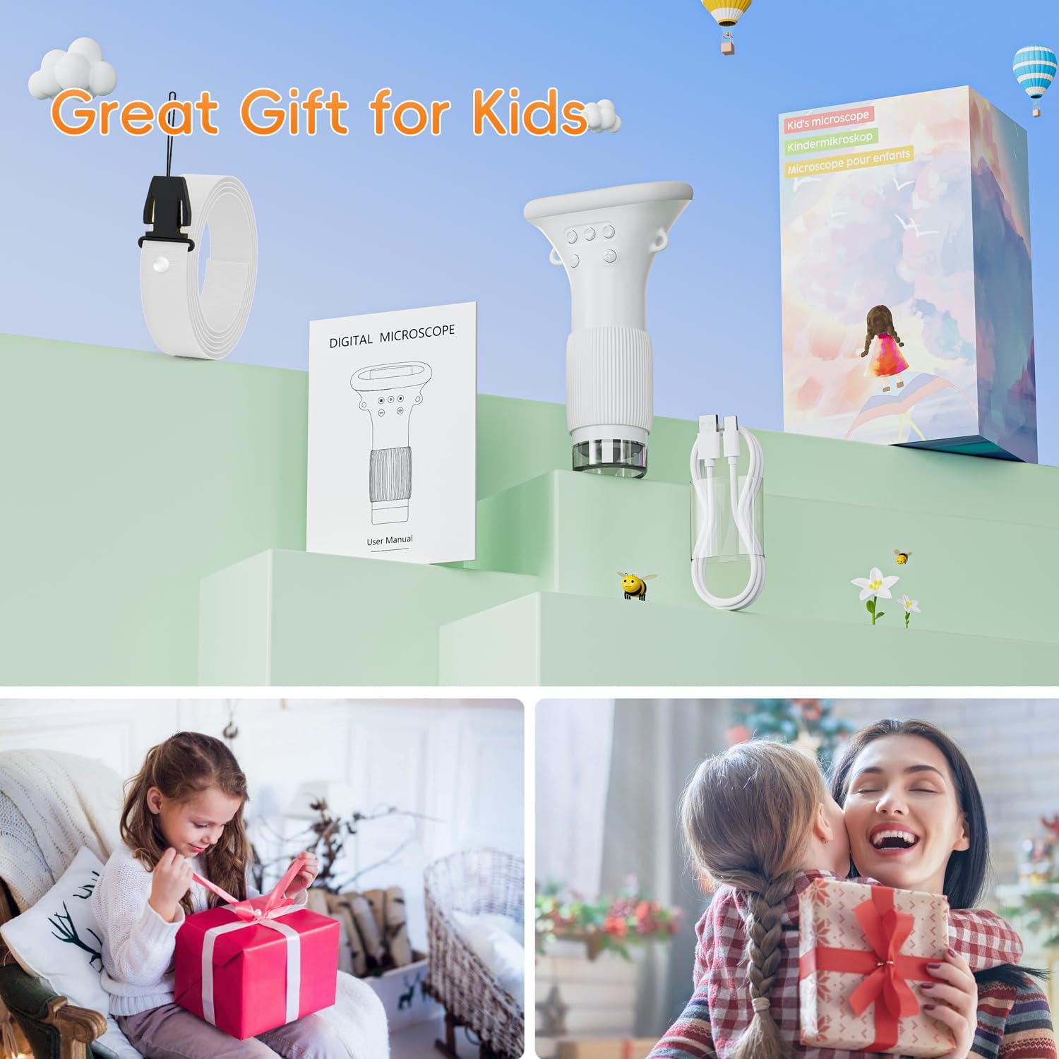 Thumbnail 6 de SGAINUL Digital Kids Microscope with 2-Inch Screen — 1000x Mini Microscope for Children
