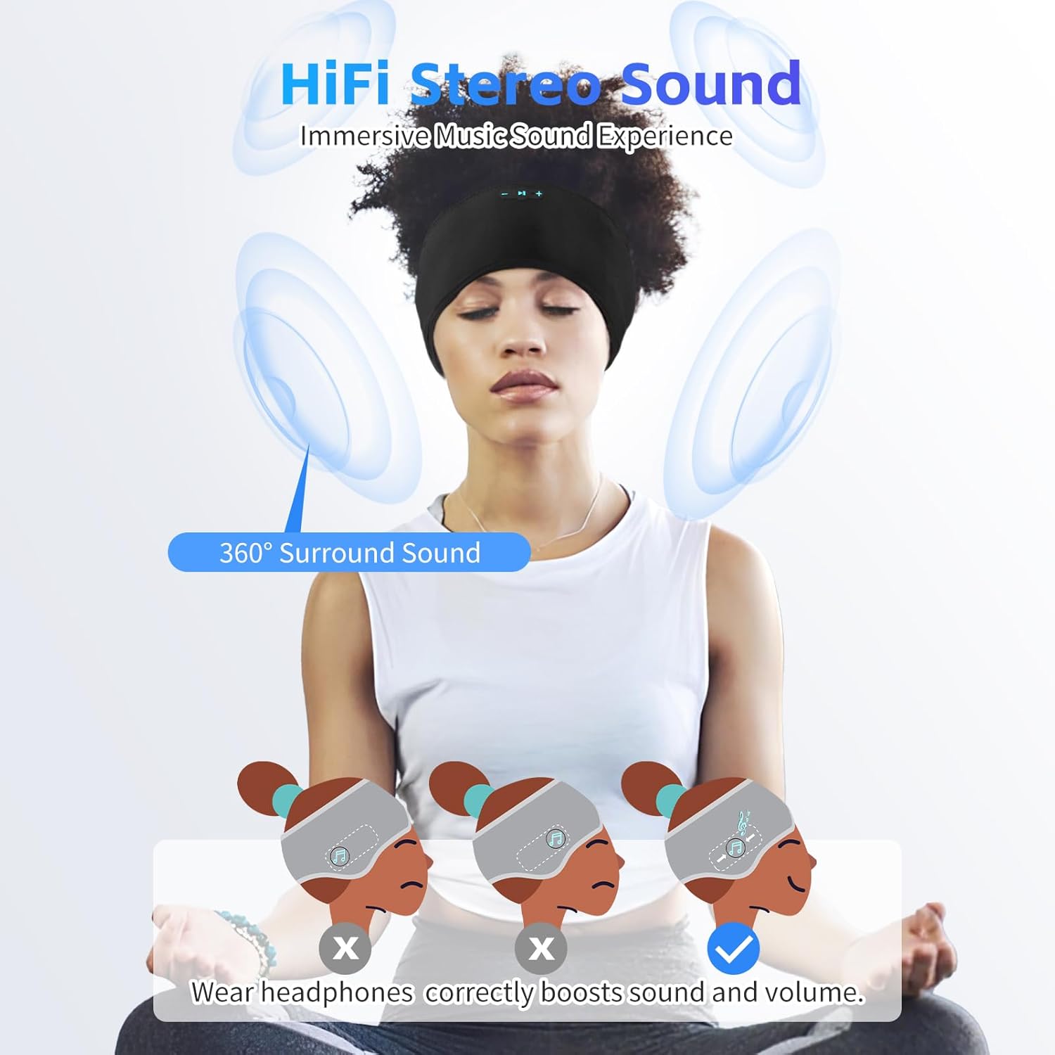 Thumbnail 5 de Sleep Headphones Bluetooth 6.0 Headband (3-in-1) — 20H Playtime, HD Stereo, Washable & Removable Speakers
