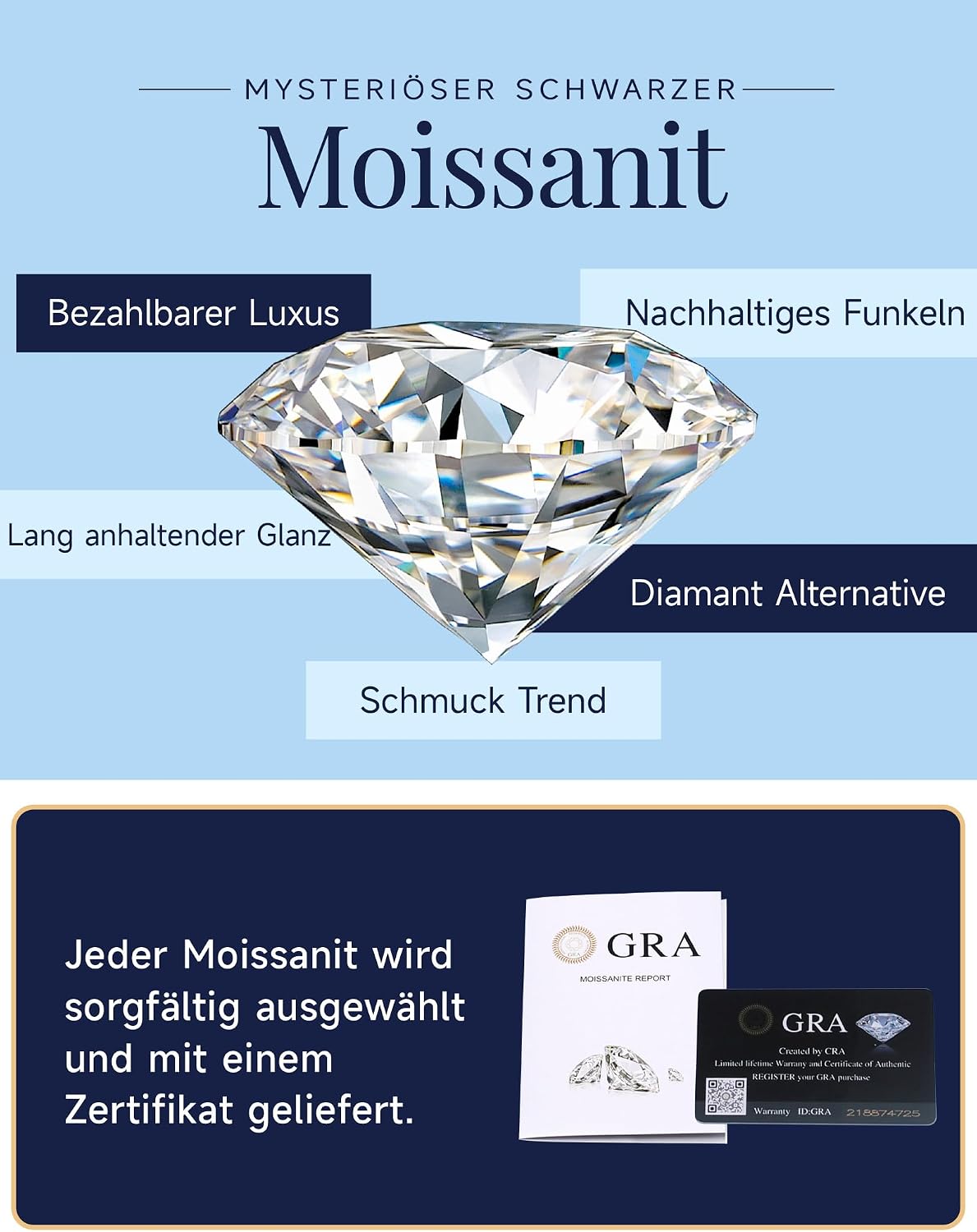 Detalle de MomentWish Moissanite Ohrringe aus 925 Silber mit 1–4 Karat Ohrsteckern (5 mm) – hypoallergen