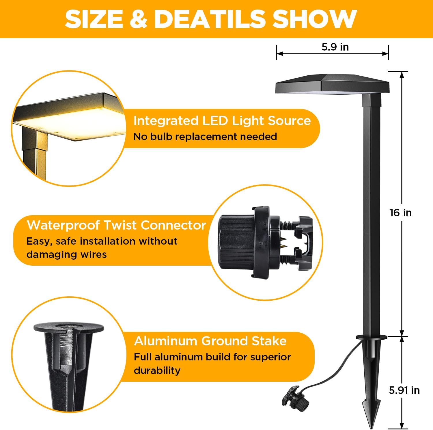 Detalle de LUTEC low-voltage pathway lights 12V