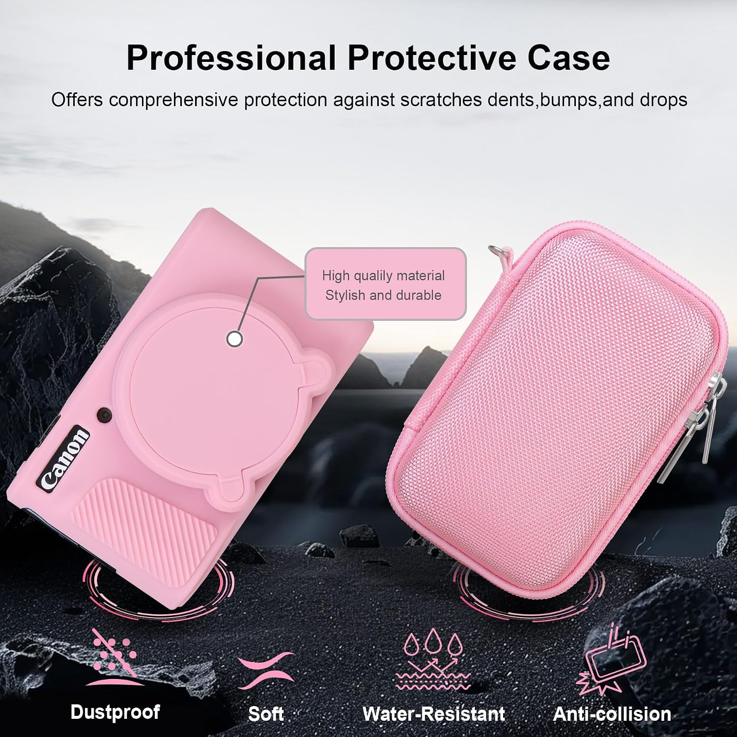 Thumbnail 5 de RAIALL Camera Case for Canon PowerShot SX740/SX730 HS with Soft Silicone Cover (Pink)
