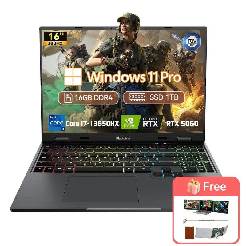 Detalle de Blackview GamiBook 16: Portátil gaming 16" con i7-13650HX, RTX 5060 y 1 TB SSD