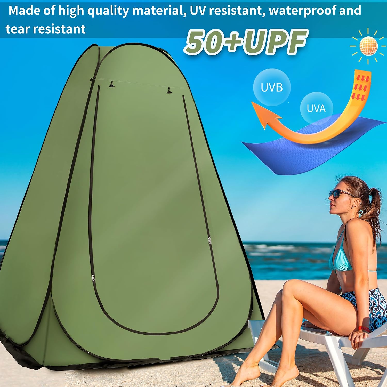 Detalle de OUUTMEE Pop-up Duschzelt 150×150×190 cm ⛺