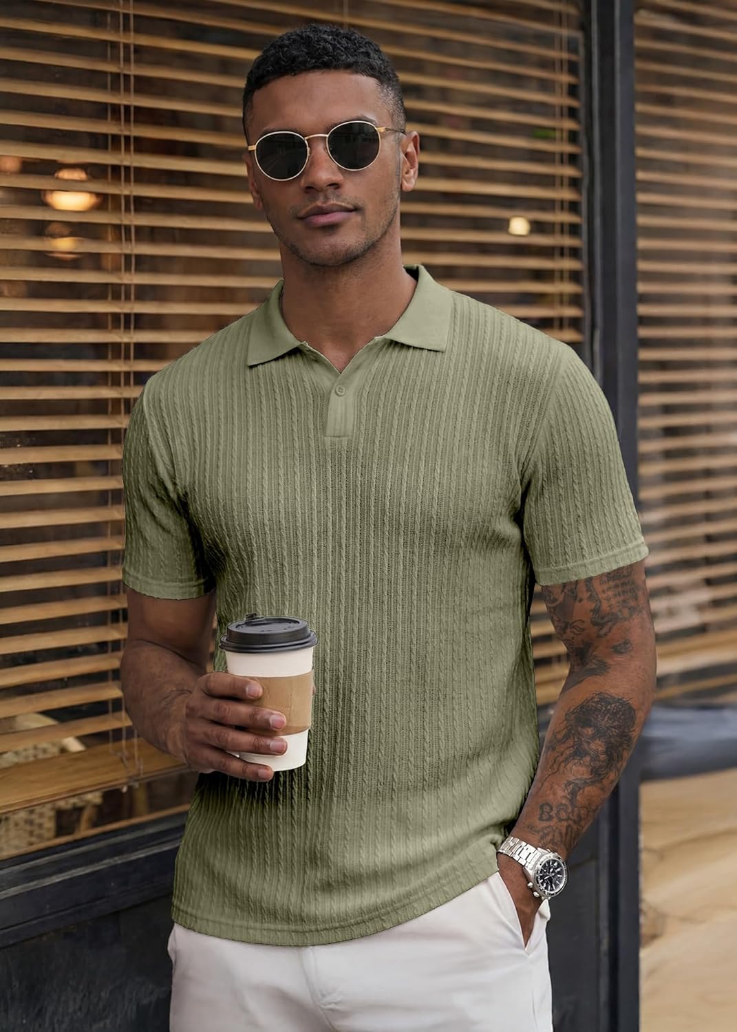 Thumbnail 2 de JMIERR Men's Casual Polo Shirt: Knit Summer Short Sleeve for Vacation and Golf