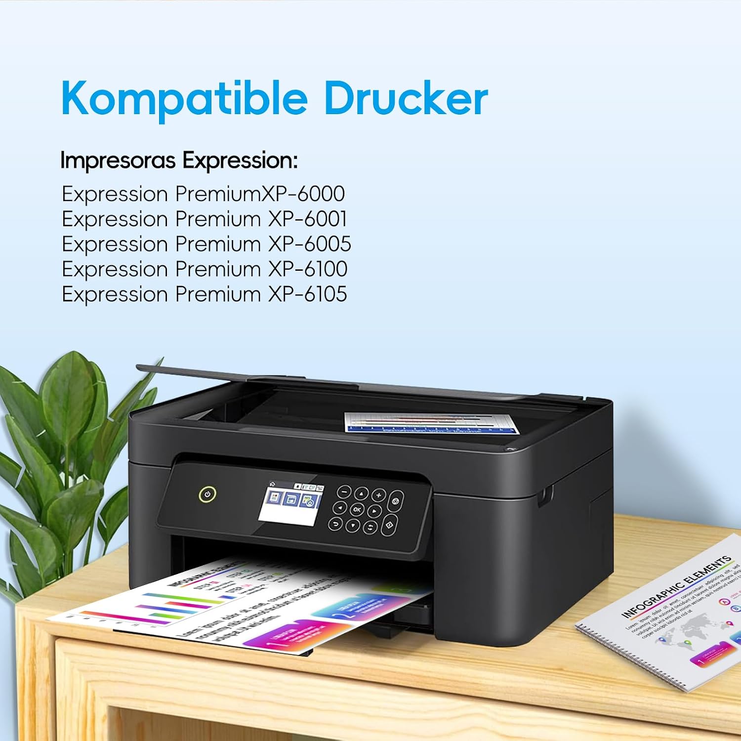 Detalle 2 de Fooylen 202 XL Druckerpatronen kompatibel mit Epson 202XL – 5er-Set für XP-6000/6100/6105 & mehr